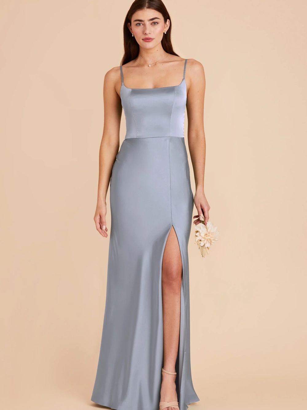 Birdy Grey Mai Dress Dusty Blue Matte Satin